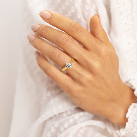 Solitaire Engagement Ring with 1 Carat Diamond in 14ct Yellow & White Gold Solitaire Engagement Ring with 1 Carat Diamond in 14ct Yellow & White Gold