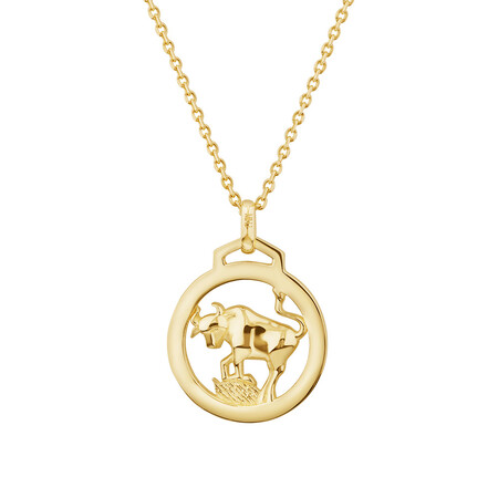 Taurus Zodiac Pendant with Chain in 10kt Yellow Gold Taurus Zodiac Pendant with Chain in 10kt Yellow Gold