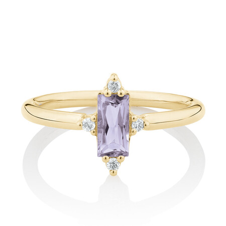 Stacker Ring with Diamonds & Amethyst in 10ct Yellow Gold Stacker Ring with Diamonds & Amethyst in 10ct Yellow Gold