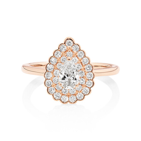 Evermore Halo Engagement Ring with 0.75 Carat TW of Diamonds in 14ct Rose Gold Evermore Halo Engagement Ring with 0.75 Carat TW of Diamonds in 14ct Rose Gold