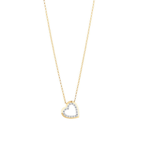 Heart Necklace With 0.10 Carat TW Diamonds In 10ct Yellow Gold