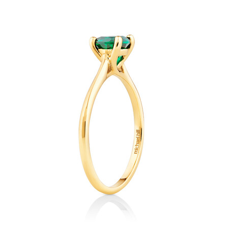 Ring with Laboratory Created Emerald in 10kt Yellow Gold Ring with Laboratory Created Emerald in 10kt Yellow Gold