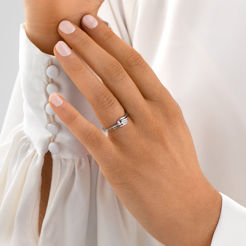 Promise Ring with Diamonds in 10ct White Gold