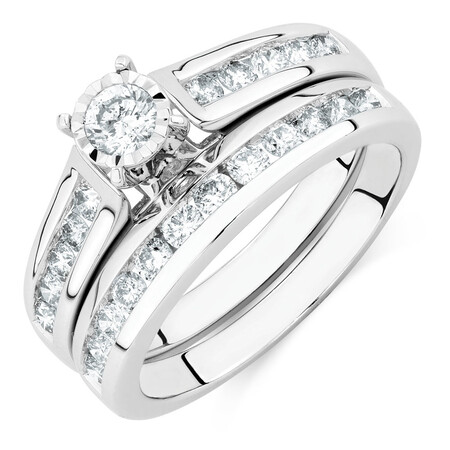 Bridal Set with 1/2 Carat TW of Diamonds in 10kt White Gold Bridal Set with 1/2 Carat TW of Diamonds in 10kt White Gold