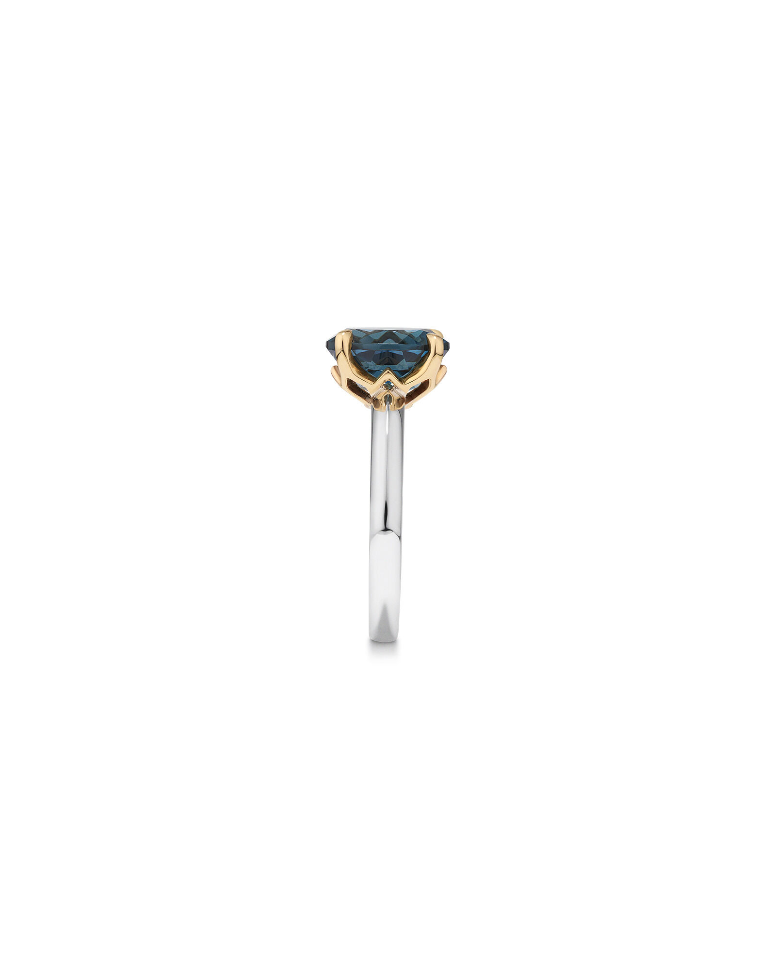 Ring with London Blue Topaz in Sterling Silver and 10kt Yellow Gold