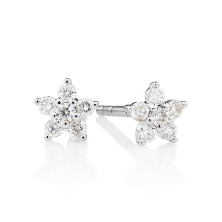 Star Stud Earrings with 0.16 Carat TW of Diamonds in 10ct White Gold