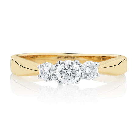 Engagement Ring with 1/2 Carat TW of Diamonds in 10ct White & Yellow Gold