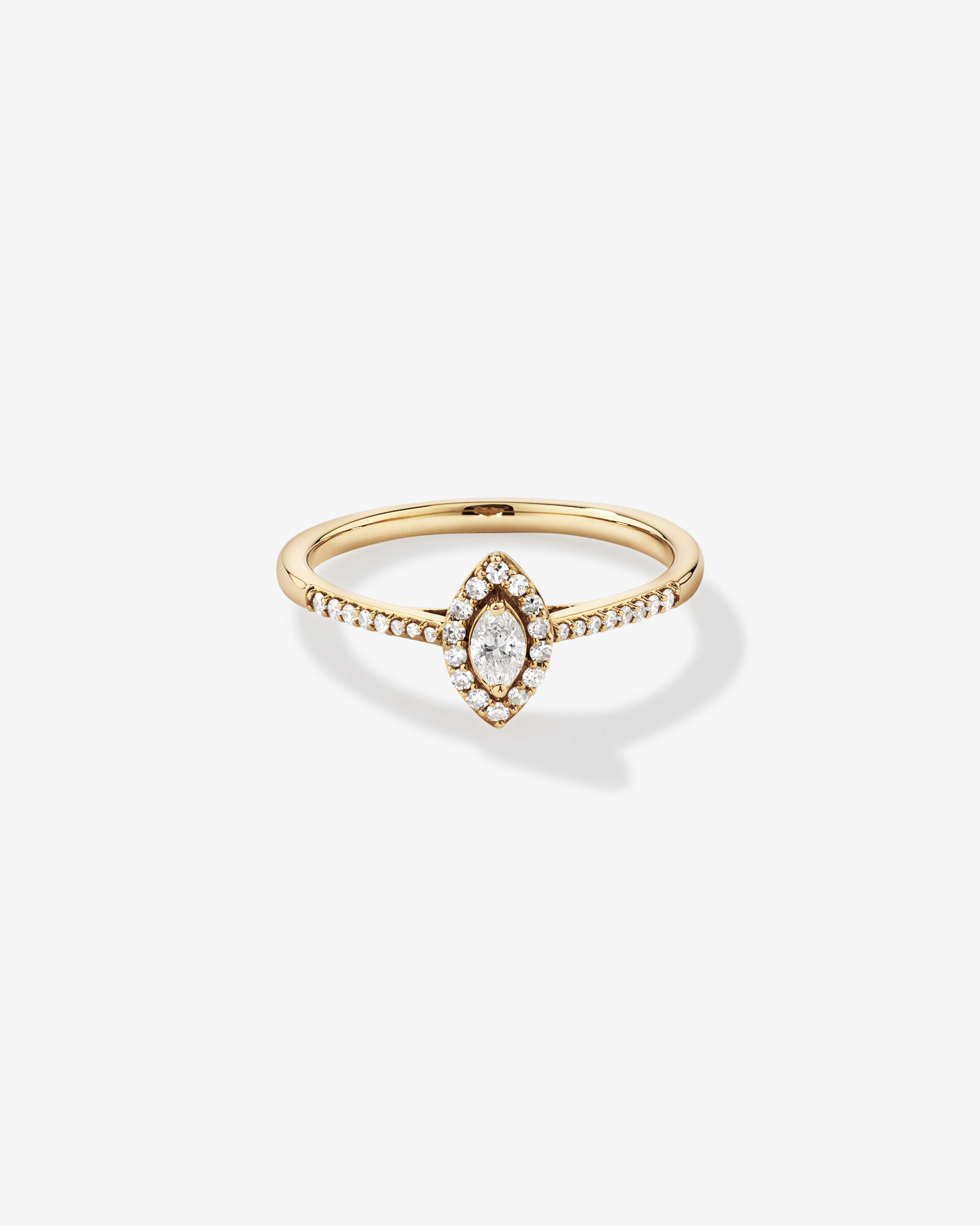 Marquise Cut Halo Engagement Ring with 0.20TW of Diamonds in 10k Yellow Gold