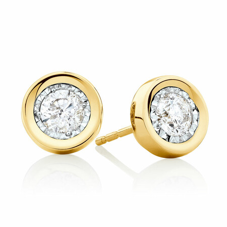 Stud Earrings with 1/2 Carat TW of Diamonds in 10ct Yellow Gold