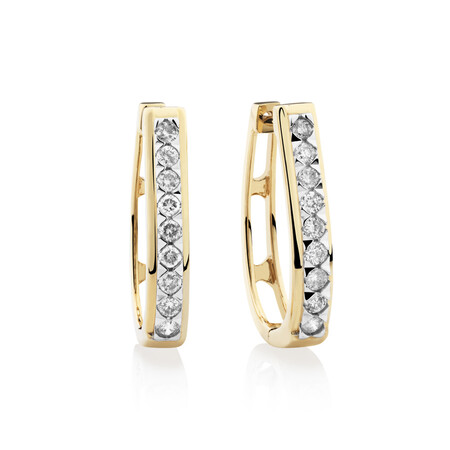 Huggie Earrings with 0.50 Carat TW of Diamonds in 10ct Yellow Gold
