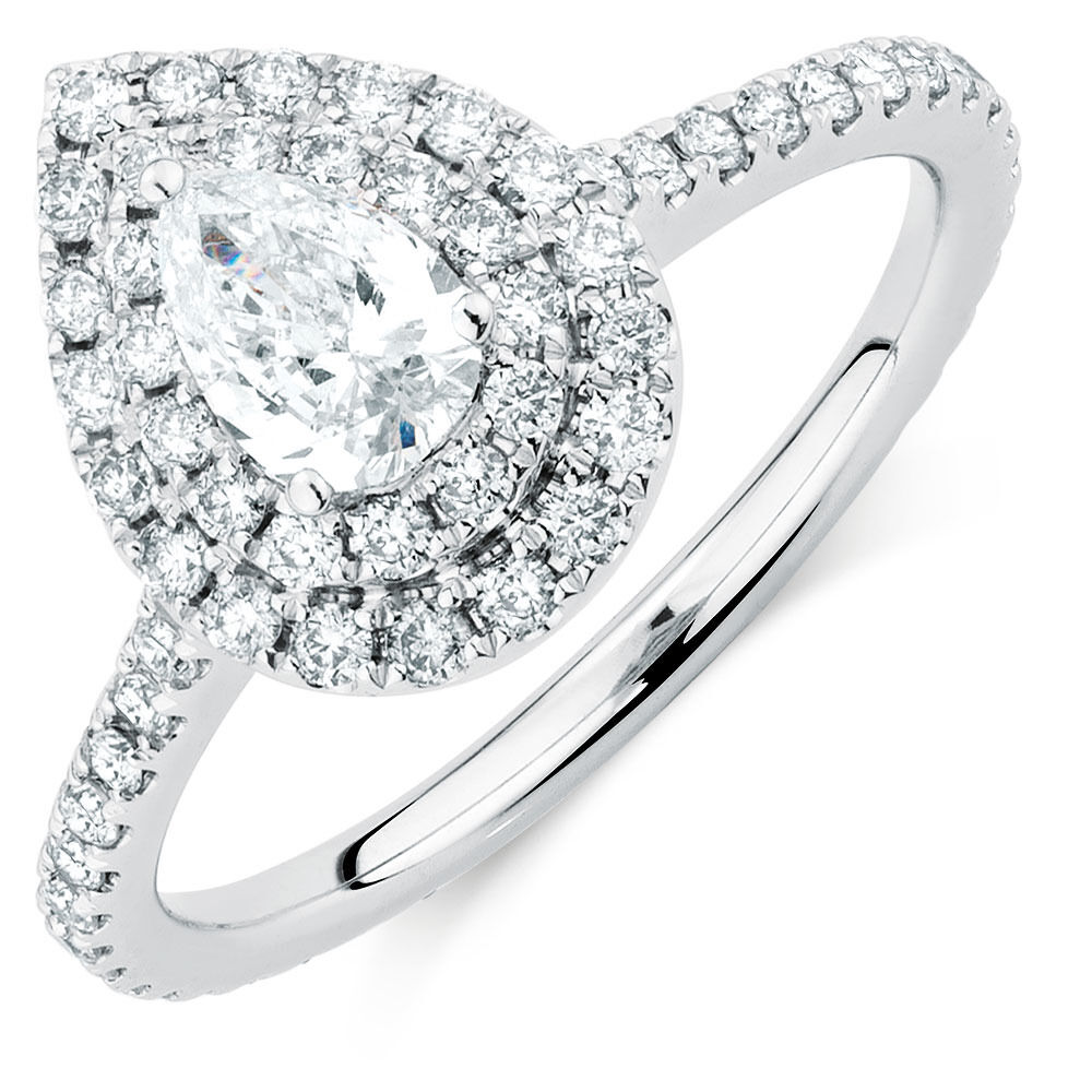 Sir Michael Hill Designer Oval Engagement Ring with 0.92 Carat TW Diamonds  in 18kt White Gold