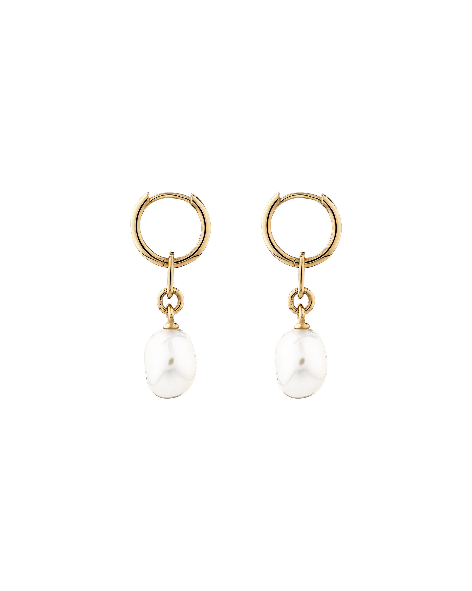 Drop Earrings with Cultured Freshwater Baroque Pearl in 10kt