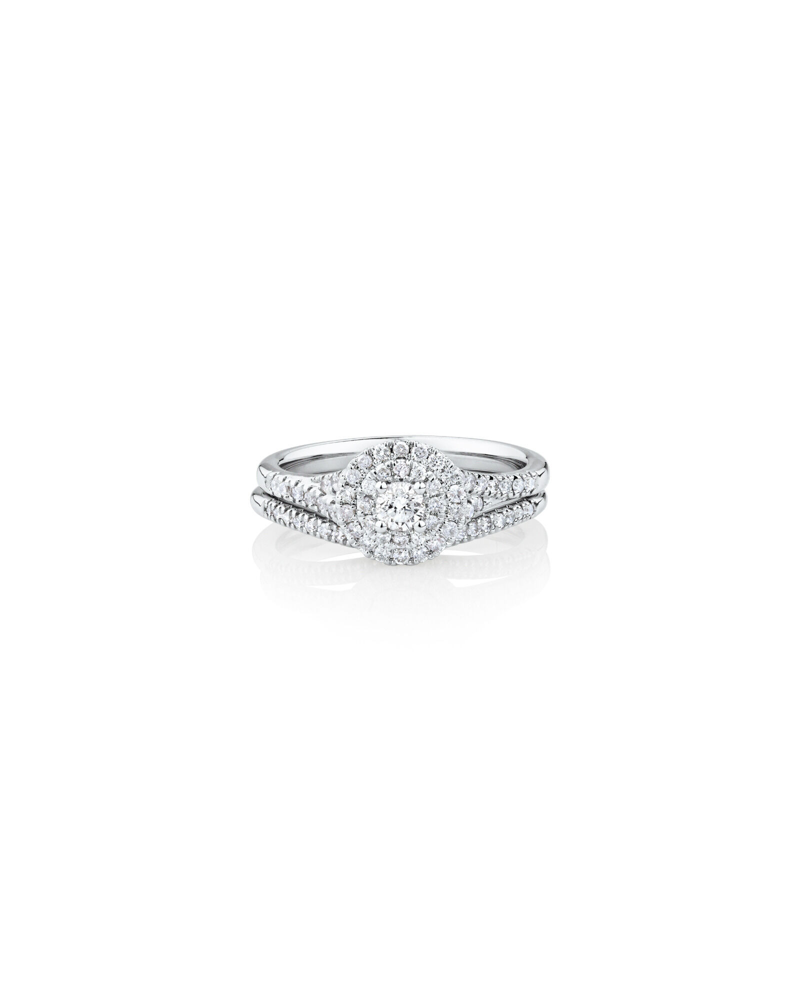 Bridal Set With 0.60 Carat TW of Diamonds In 10ct White Gold