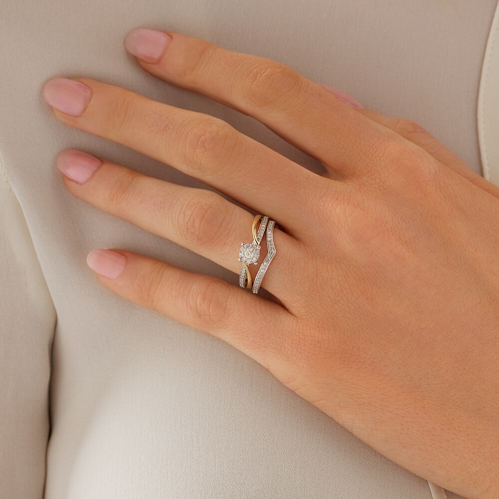 Bridal Set with 0.33 Carat TW of Diamonds in 10ct White & Yellow Gold