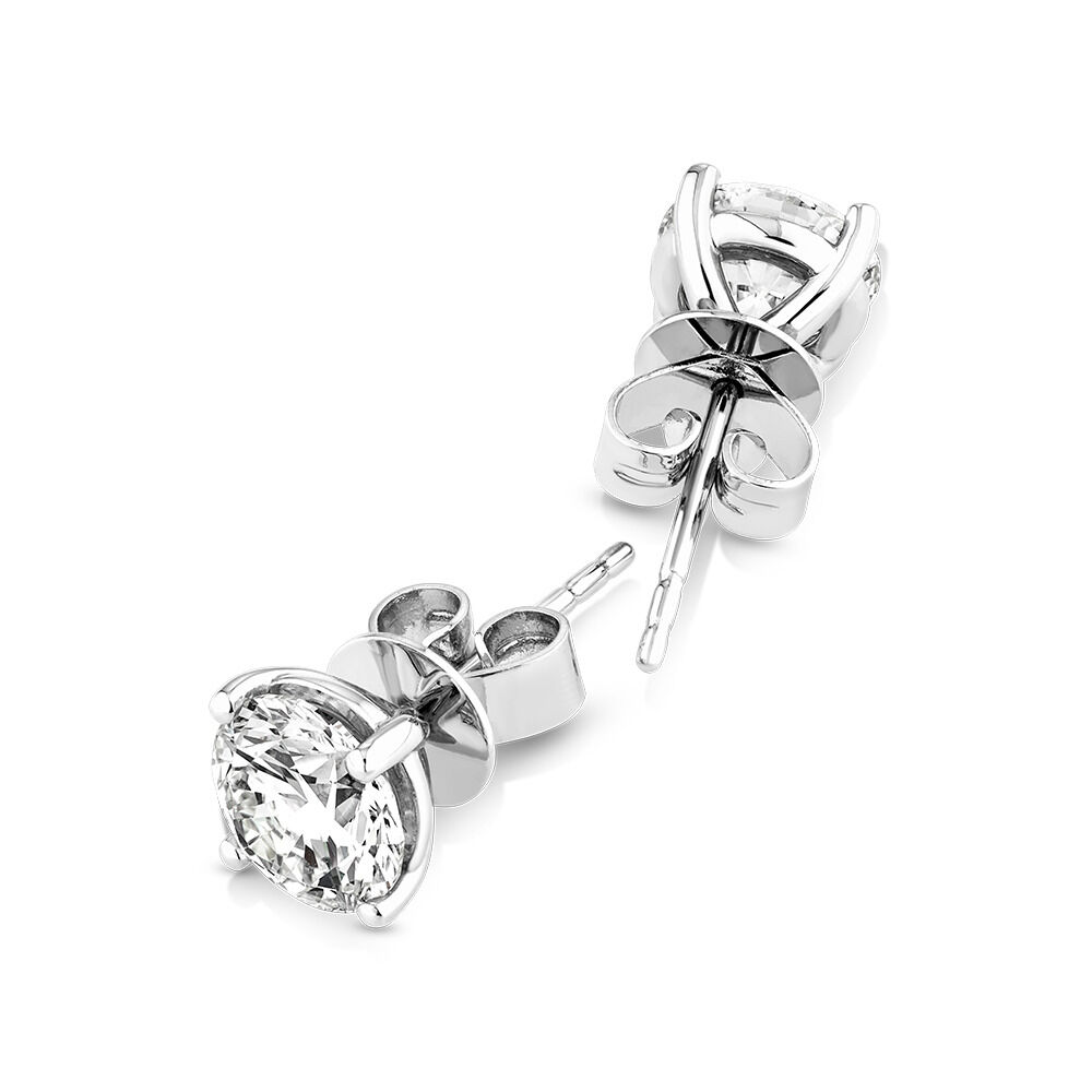 2.00 Carat TW Flawless Diamond Solitaire Stud Earrings in 18kt