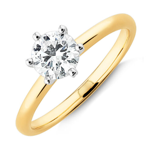 Michael Hill Solitaire Engagement Ring with a 0.70 Carat TW Diamond with the De Beers Code of Origin in 18kt Yellow & White Gold