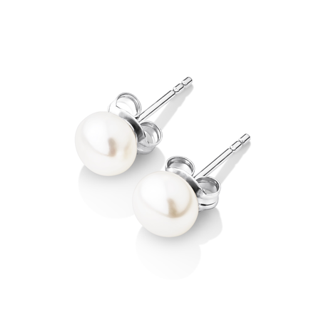 Stud Earrings with 6mm Button Cultured Freshwater Pearls in Sterling Silver Stud Earrings with 6mm Button Cultured Freshwater Pearls in Sterling Silver