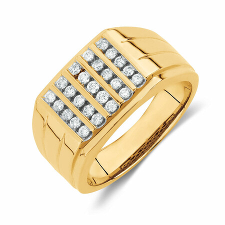 Men's Ring with 0.45 Carat TW of Diamonds in 10ct Yellow Gold