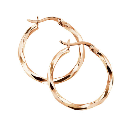 18mm Twist Hoop Earrings in 10kt Rose Gold