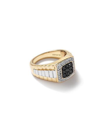 Men's Ring with 3/4 Carat TW of White & Enhanced Black Diamonds in 10kt Yellow & White Gold Men's Ring with 3/4 Carat TW of White & Enhanced Black Diamonds in 10kt Yellow & White Gold