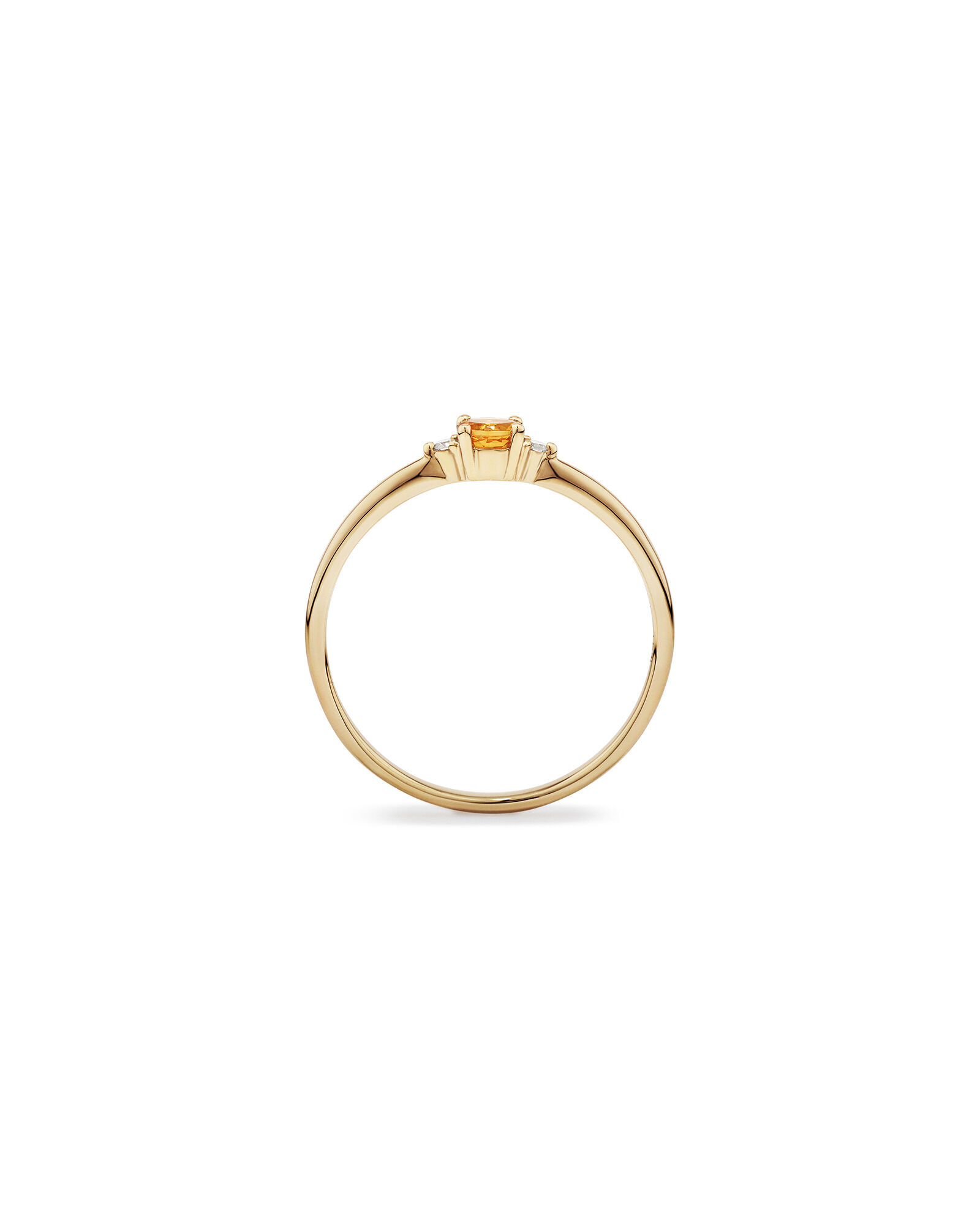 3 Stone Ring with Citrine Diamonds in 10kt Yellow Gold