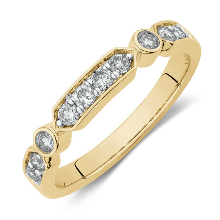 Ring with 0.34 Carat TW of Diamonds in 10ct Yellow Gold