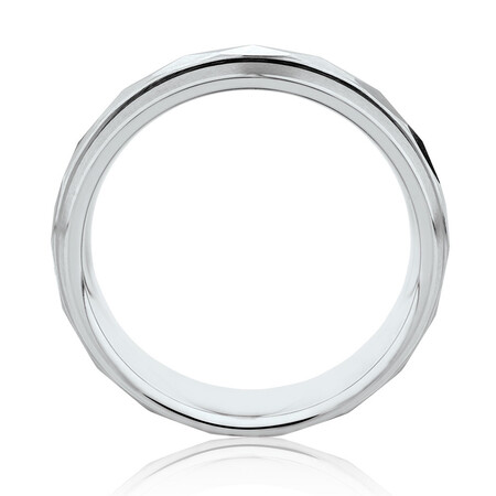 Men's 7mm Patterned Ring in White Tungsten Men's 7mm Patterned Ring in White Tungsten
