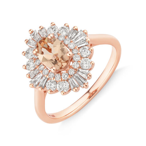 Ballerina Ring with 0.75 Carat TW of Diamonds & Morganite in 10kt Rose Gold