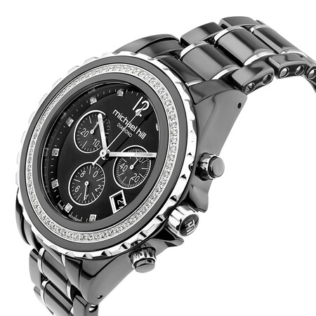 Unisex Chronograph Watch with 1/2 Carat TW of Diamonds in Black Ceramic & Stainless Steel Unisex Chronograph Watch with 1/2 Carat TW of Diamonds in Black Ceramic & Stainless Steel