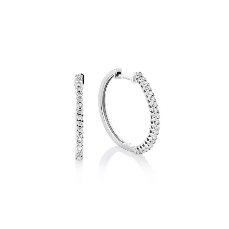 Hoop Earrings with 0.25 Carat TW Of Diamonds in 10ct White Gold
