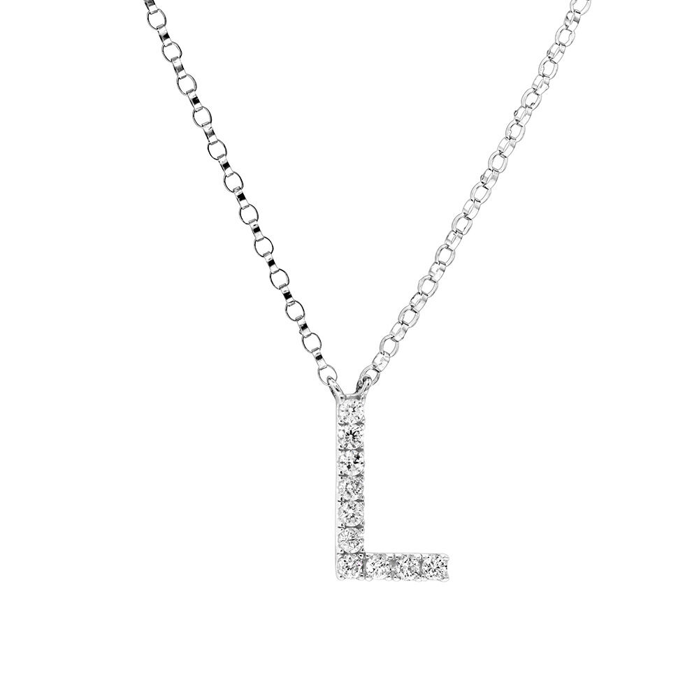 L Initial Necklace with 0.10 Carat TW 