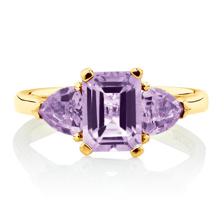 Ring with Amethyst in 10ct Yellow Gold