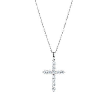 Cross Pendant with 1 Carat TW of Diamonds in 10kt White Gold