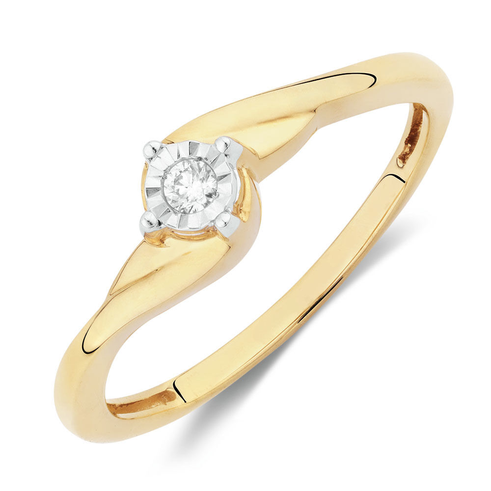 Solitaire Promise Ring with a Diamond in 10ct Yellow Gold