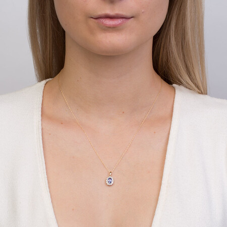 Pendant with Tanzanite & 1/3 Carat TW of Diamonds in 10ct Yellow & White Gold Pendant with Tanzanite & 1/3 Carat TW of Diamonds in 10ct Yellow & White Gold