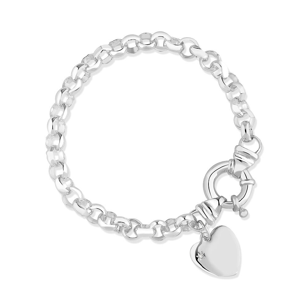 Diamond Set Belcher Bracelet in Sterling Silver