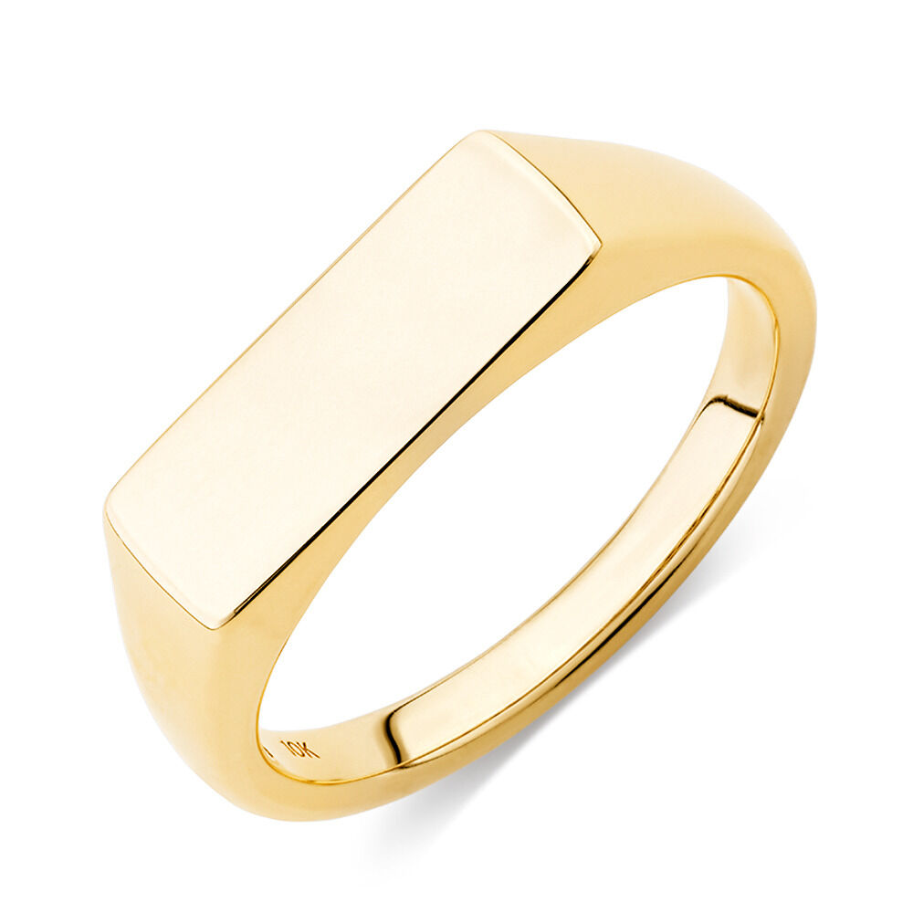 Rectangle Bar Signet Ring in 10ct Yellow Gold