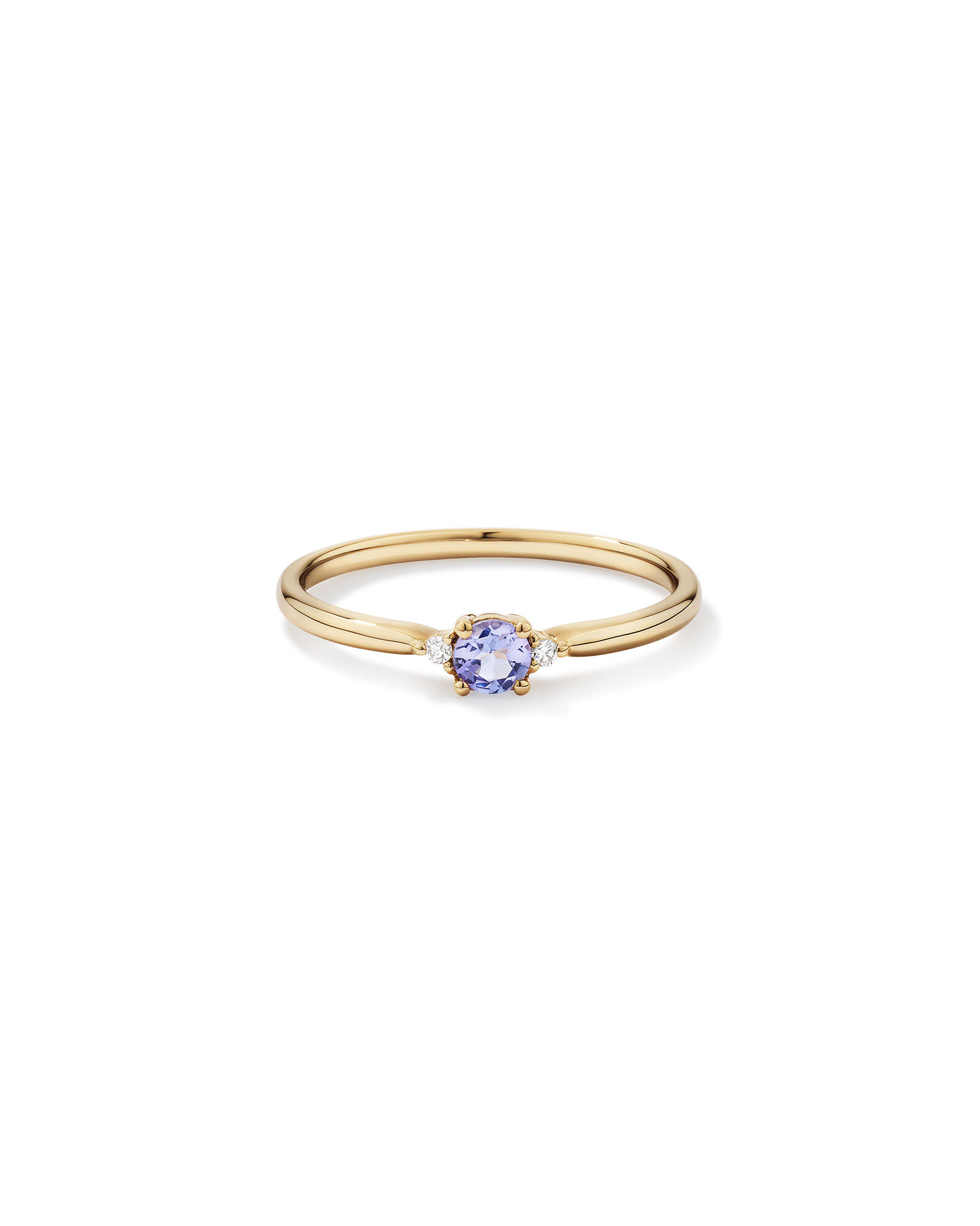 3 Stone Ring with Tanzanite Diamonds in 10kt Yellow Gold