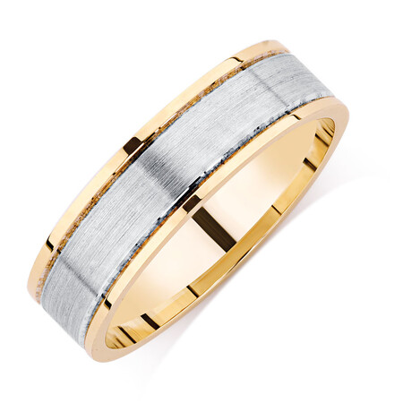 Wedding Band in 10ct Yellow & White Gold