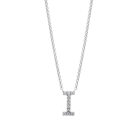 "I" Initial necklace with 0.10 Carat TW of Diamonds in 10kt White Gold