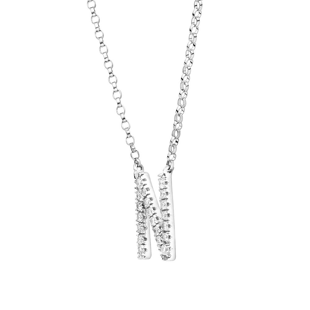 N Initial Necklace with 0.10 Carat TW 