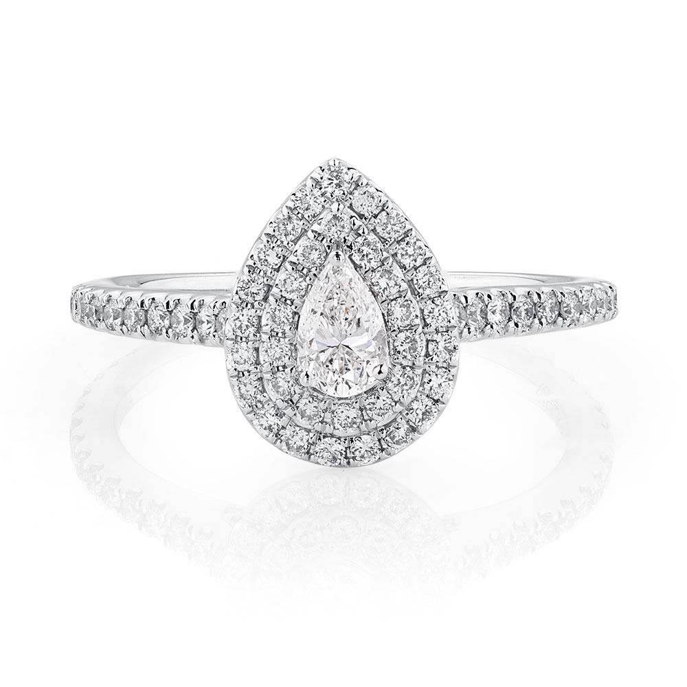 Sir Michael Hill Designer GrandArpeggio Engagement Ring with 0.87 Carat TW of Diamonds in 14ct White Gold
