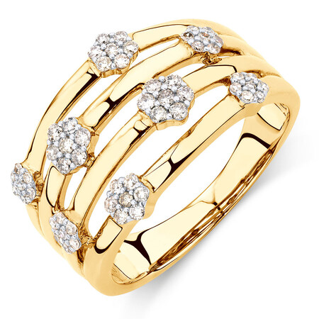 Cluster Ring with 1/3 Carat TW of Diamonds in 10kt Yellow Gold