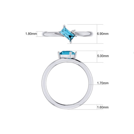 Stacker Ring with Diamond & Blue Topaz in Sterling Silver Stacker Ring with Diamond & Blue Topaz in Sterling Silver