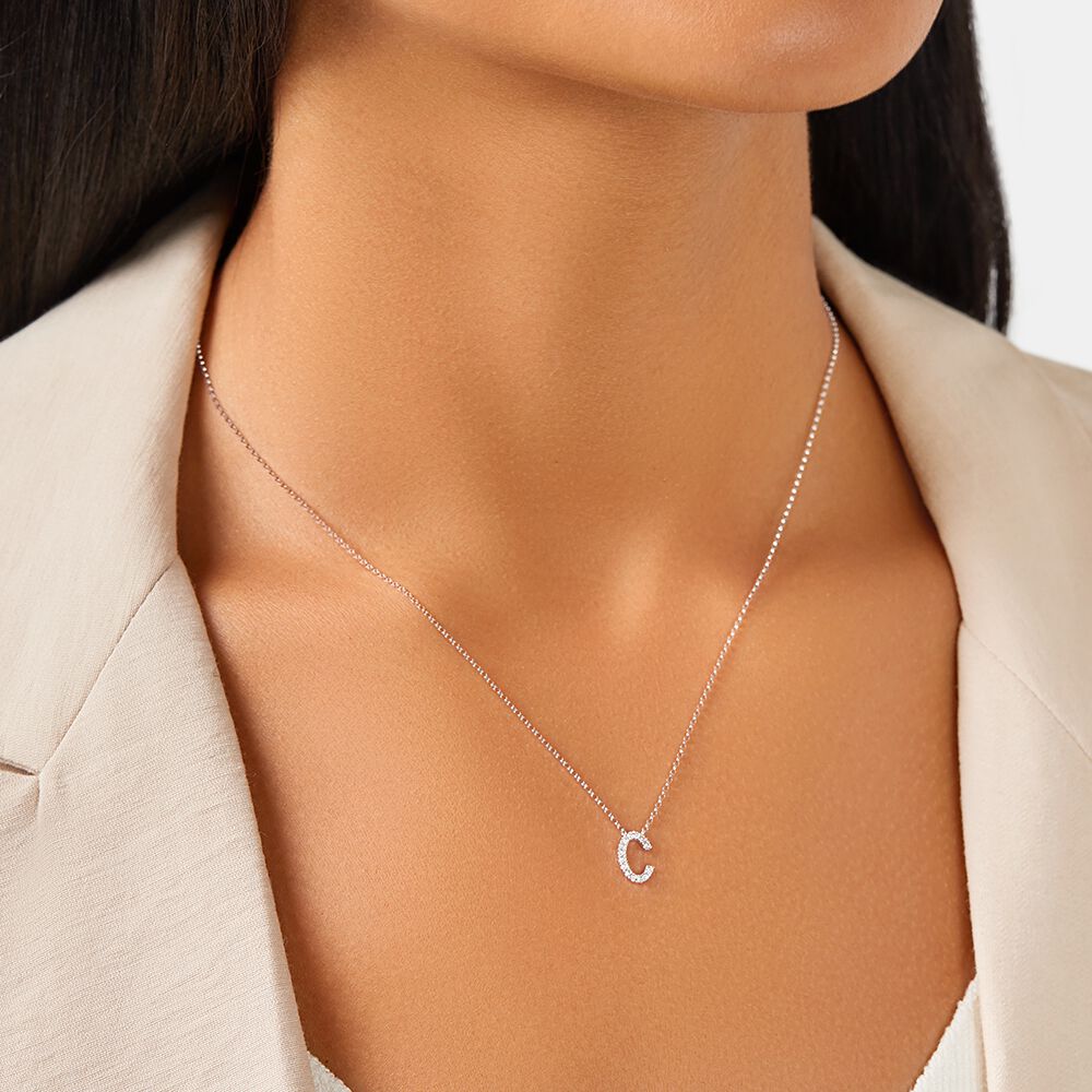 C Initial Necklace with 0.10 Carat TW 