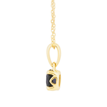Pendant with Laboratory Created Blue Sapphire in 10kt Yellow Gold Pendant with Laboratory Created Blue Sapphire in 10kt Yellow Gold