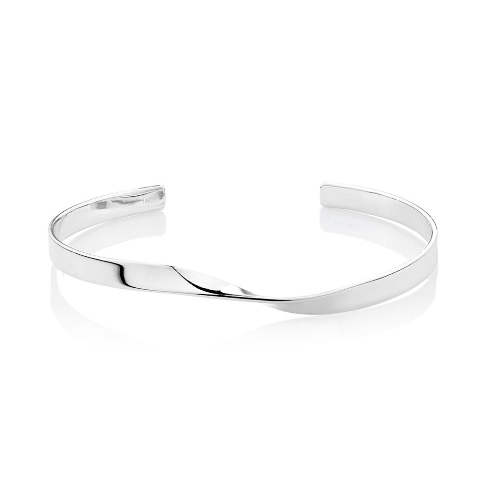 Twist Cuff Bangle in Sterling Silver