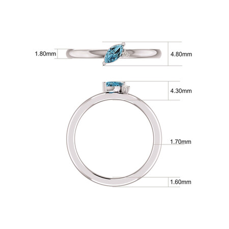 Stacker Ring with Diamond & Blue Topaz in Sterling Silver Stacker Ring with Diamond & Blue Topaz in Sterling Silver