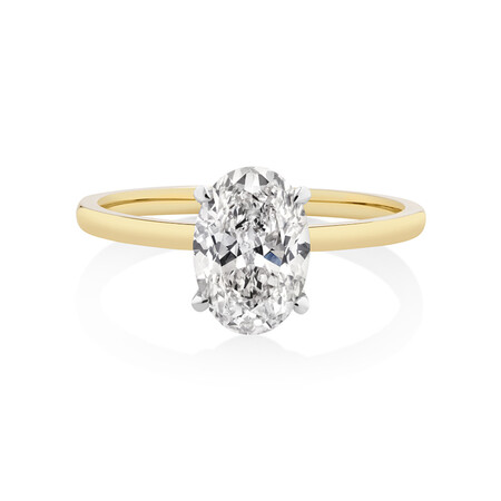 Southern Star Oval Solitaire Engagement Ring with a 1.50 Carat TW Diamond in 18kt Yellow & White Gold