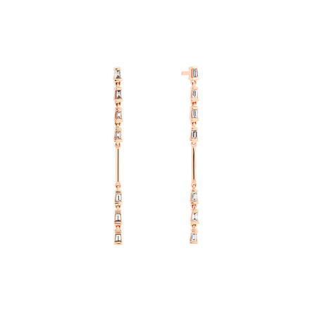 Linear Drop Earrings With 0.16 Carat TW Diamonds In 10ct Rose Gold